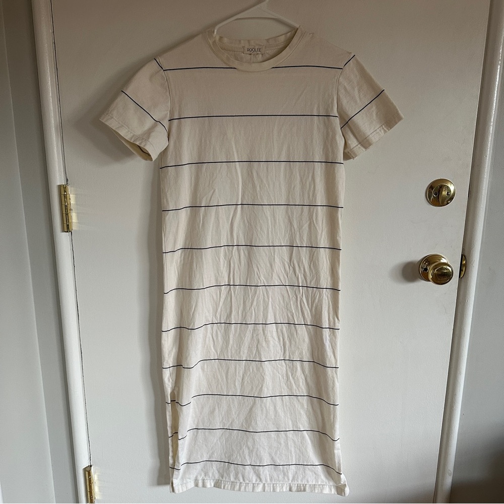 Roller Striped Cream Midi Dress